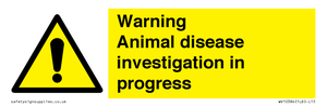Warning Animal disease investigation in progress